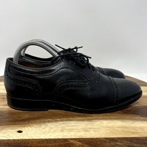 Allen Edmonds Strand Wingtip Oxford Dress Shoes Men 7.5D Black Leather Cap-toe